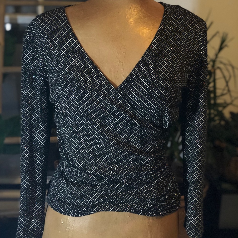 Sparkly black fitted stretch top